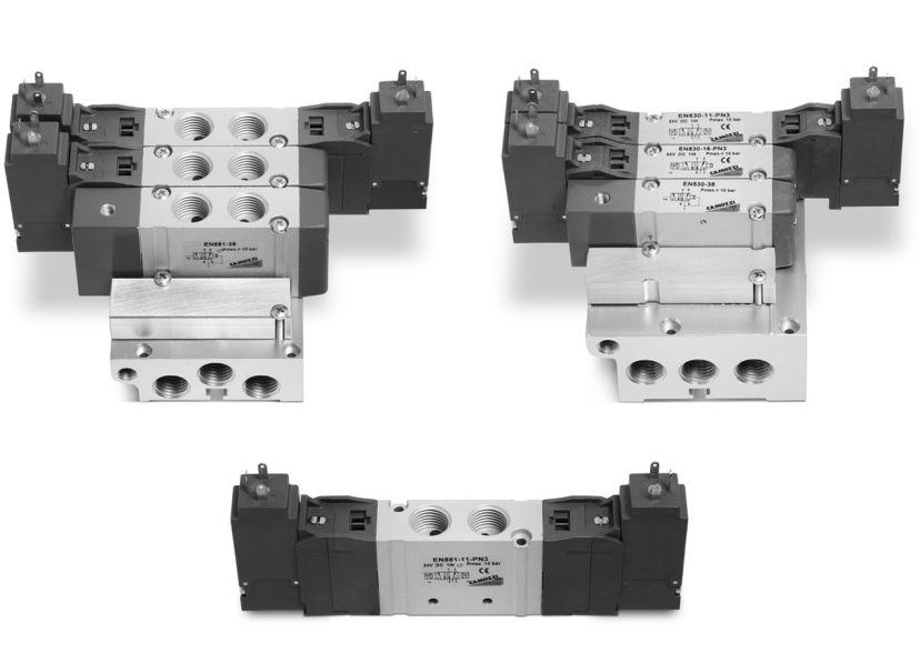 CAMOZZI EN651-33 - 5/3, Centre Closed, G1/8, -0.9-10 Bar, Series EN Valves and Solenoid Valves",