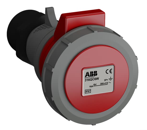 2CMA102317R1000  316QR6W Düz makine prizleri, kilitli kapaklı IP67